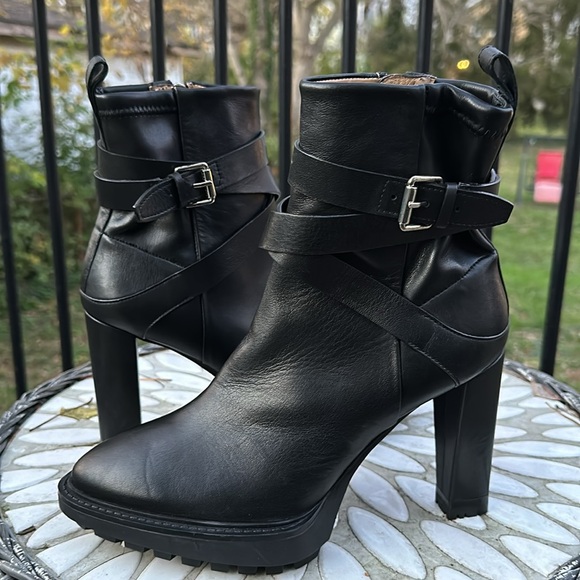 New ALLSAINTS Havana Strap Platform High Heeled Boots Size 11 - Picture 6 of 10